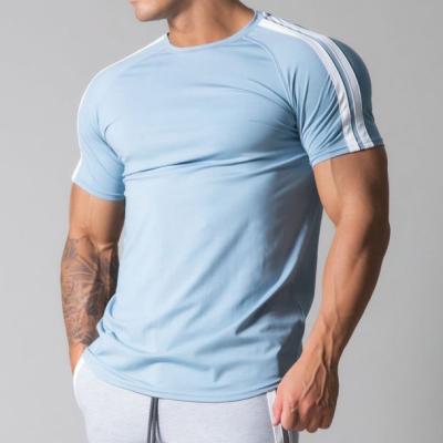 China Custom Brand Logo Heavy Weight Muscle Fit Fitness T-shirt White Crewneck Running Shorts Breathable Bodybuilding Quick Dry T Shirt For Men for sale