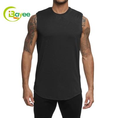 China QUICK DRY Custom Brand Tank Tops Fitness Gym Muscle Workout Tank Tops Blank Men's Polyester Logo T-shirt Sleeveless For Men for sale