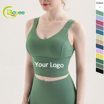 China Breathable Wholesale Nylon High Impact Wide Support Straps U Shape White Bandeau Cropped Gym Sports Bra Fitness Backless Tank Top for sale