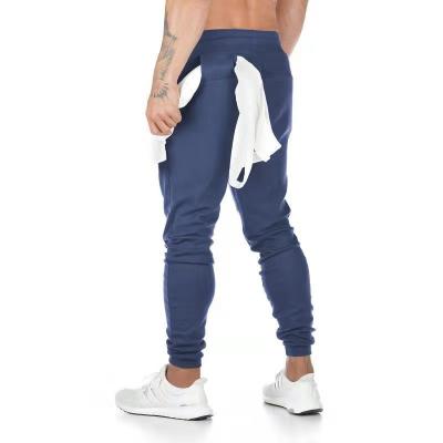 China Wholesale Mens Polyester Cotton Drawstring White Fitness Track Gym Jogger Breathable Pants With Zipper Pocket for sale