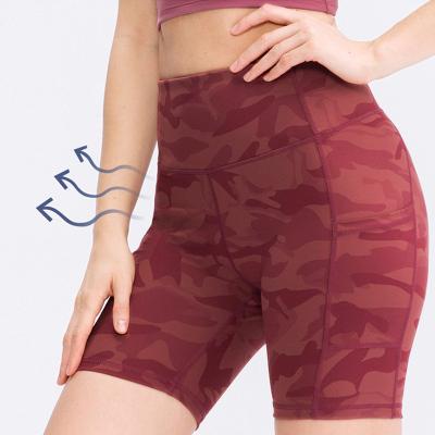 China Breathable Gym And Yoga Legging Shorts Summer Style Women'S Nylon Creative Leopard High Waisted Printing Active Workout Sport Fitness Wear for sale