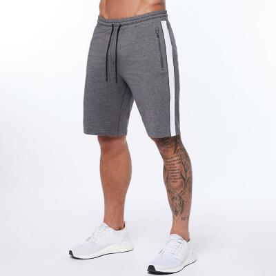 China Wholesale QUICK DRY High Quality Fitness Cotton Sweatpants Elastic Waist Drawstring Side Stripe Jogger Shorts For Men With Pocket Zipper for sale