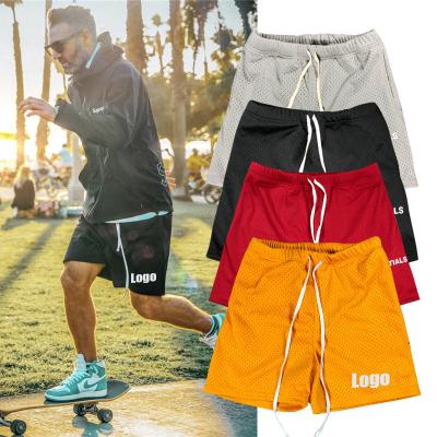 China Wholesale QUICK DRY Mens Wear Sports Custom Brand Blank Logo Polyester Mesh Drawstring Loose Gym Shorts Men With Pockets for sale