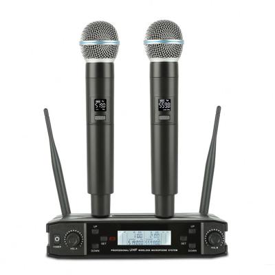 China GLXD4 Wireless Microphone UX-200 Handheld Microphone SM-58 Beta58 Dual Channel Dynamic Voice Microfone UHF for sale