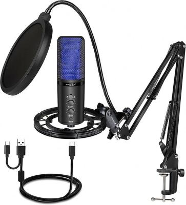 China Professional Podcast Mic Studio Recording Gaming USB Microphone PROAR S-21U USB Condenser RGB Microphone Microphone for sale