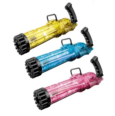 China Automatic 21-Hole Plastic Gatling Bubble Gun With Lightweight Electric Bubble Machine Summer Outdoor Toys For Children for sale