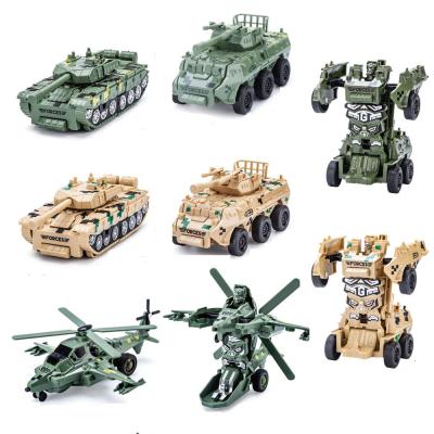 China Toy Transform Toy Military Tank Car Helicopter Armored Vehicle Impact Deformation Educational Robot Toy Gift for Children for sale