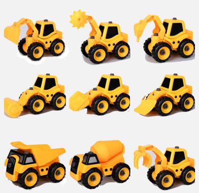 China Plastic Push Vehicles Toy Coustrustion DIY Assembly Excavator Engineering Model Educational Toys 26.5*9*16.5cm for sale