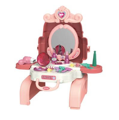 China 3 in 1 Cosmetic Pretend Play Set Makeup Toys Beauty Dresser Table Beauty Salon Girl Gift 25.5*13*25cm for sale