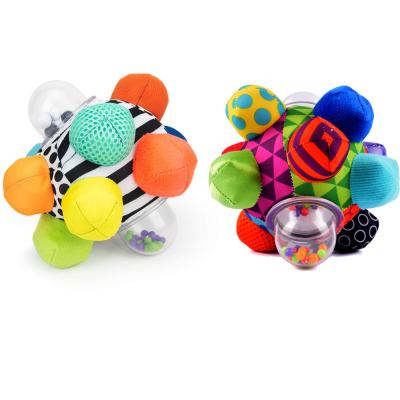 China Toy Developmental Bumpy Ball Musical Easy to Grasp Plastic Rattle Ring Baby Sensory Toys for Ages 6 Months and Up for sale