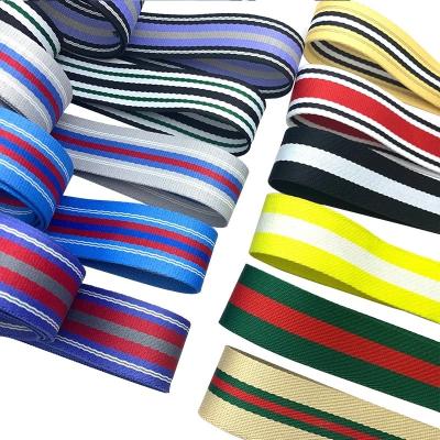 China New Bags Polyester Ribbon Colorful Stripe PP Ribbon For Apparel Main Polyester Chain Ribbon for sale