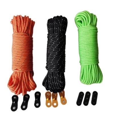 China Custom Tent Rope Bulk Rope Polyester Camping Tent 4mm Reflective Camping Rope KN-S23 for sale