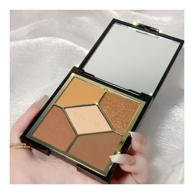 China 2021 Five Color Mirror Waterproof Eyeshadow Plate High Quality Five Palace Eyeshadow Mini Shimmer Powder Custom Black Box for sale