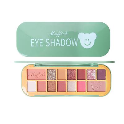 China New 14 Color Eyeshadow Dish Student Party Daily Makeup Earth Color Matte Shimmer Green Plastic Costom Waterproof Eyeshadow Box for sale