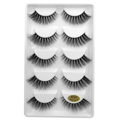 China Wholesale Thick Eyelashes 3d Mink Eyelash Black Color False Thick Natural Lashes Mixed Packing Full 5 Pairs Strip for sale