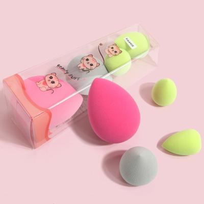 China Non-Latex Plant Water Form Hydrophilic Makeup Tools 4pcs Concealer Foundation Makeup Sponge Facial Soft Face Powder Puff With Box for sale