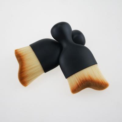 China Hot Selling Soft Texture Bow Powder Foundation Brush Soft Fur Black Flat Makeup Brushes 1 Piece For Women Daily Beauty for sale