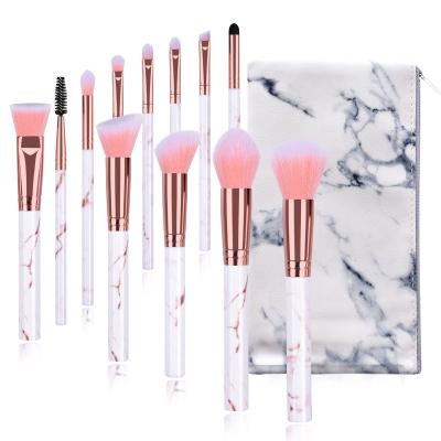 China Angular Blush New Design 12 Piece Makeup Brush Set Marble Pattern Fashion Beauty Cosmetic Tools Tool For Women Makeup Brushes for sale