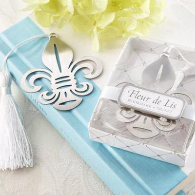 China Wedding Party Return Gifts Back to school gifts Fleur-de-Lis Metal Bookmark Unique Party Favors Chrome Bookmark for sale