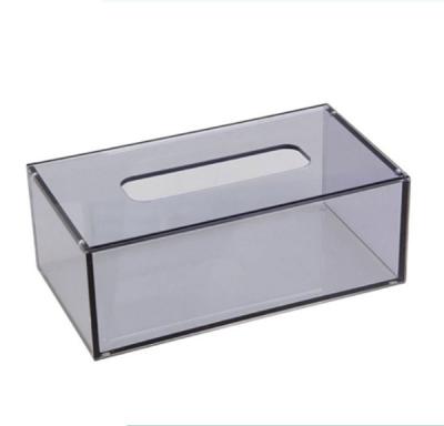 China Custom Printed Transparent Clear Acrylic Tissue Box Cover Square Toilet Paper Tissue Box for sale