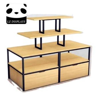 China Advertising Chain Store 5 Floors Wooden Daily Necessities Makeup Display Rack for sale