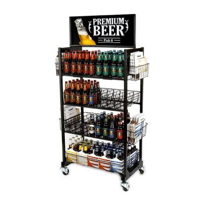 China 1)supermarket 2)warehouse 3)new shops metal pushable multilayer display stand for wine for sale