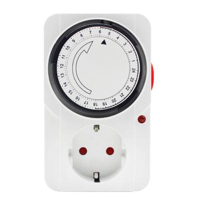 China EU Mechanical Programmable Socket Relay Non-Flammable PC 24 Hours Time Plug In Timer Switch 230V for sale