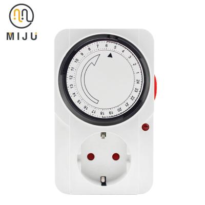 China EU Mechanical Programmable Socket Relay Non-Flammable PC 24 Hours Time Plug In Timer Switch 230V for sale