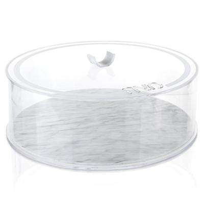 China Durable Clear Lucite Judaica Pesach Matzah Box With Marble Bottom Acrylic Round Matzah Box For Passover Passover for sale