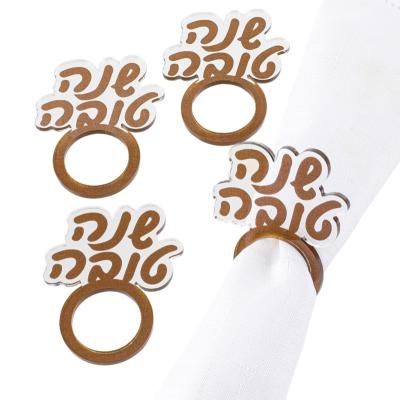 China Durable Gold Color Lucite Shana Tova Napkin Rings for sale