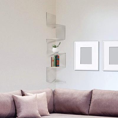 China Acrylic Floating Quarter Wall Mounted Corner Shelves Display Stand Organizer Acrylic Floating Quarter Storage Shelves For Living Room Bathroom for sale