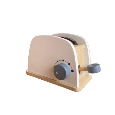 China Interesting Educational Pretend Play Wooden Toaster Kitchen Toy Set For Kids for sale