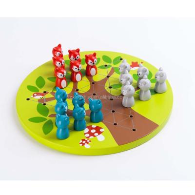 China New Arrival Educational Animals Wooden Fox Chess Checker Game for sale