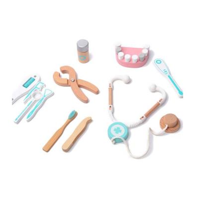 China Funny Educational Toy Wooden Dentist Play Set For Kids for sale