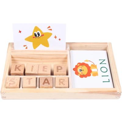 China Toy Early Education Montessori Educational Toy Spelling Words Wooden Toy Set For Children Learning Word Game Blocks for sale