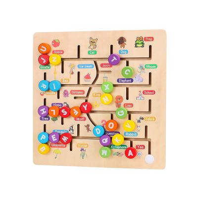 China Lovely Educational Montessori Toy Wooden Jigsaw Number Letters Maze Puzzle Toy Set for sale