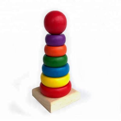 China Early Education Certificated Creative Wooden Stacking Tower Block Game Toy For Children for sale