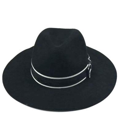 China Character Wool Felt Solid Hat Felted Hat Wide Brim With Bowknot Ribbon for sale