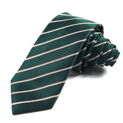 China Cheap School Tie Green White Striped Mens Ties Customized Size for sale