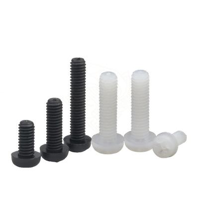 China Nylon Plastic Pan Bolt Length 5mm-25mm Threaded Black White Phillips Pan Head Cross Round Screw for sale