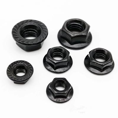 China High Quality Retail Industry A2-70 304 Stainless Steel Hex Head Self-rotating Lock Flange Nut Black Serrated Lock Nut for sale