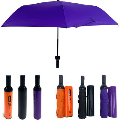 China Wholesale Cheap Topumbrella Folding Wine Shape Bottle Umbrella Customized Craft Logo Colorful Foldable Umbrellas Promotion Gift for sale