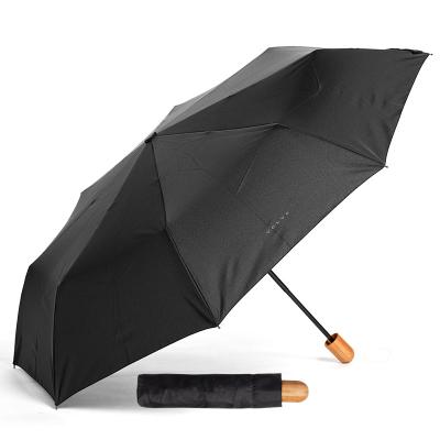 China Manual RPET Alu Mni 3 Folding Logo RPET 190T Pongee Eco-Friendly Cutomized Bamboo Umbrellas Bio Umbrellas For Adults Aluminum for sale