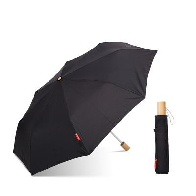 China Mini Compact Cheap Hot Sell Custom Logo 8 Ribs Black 3 Fold Folding Umbrella for sale