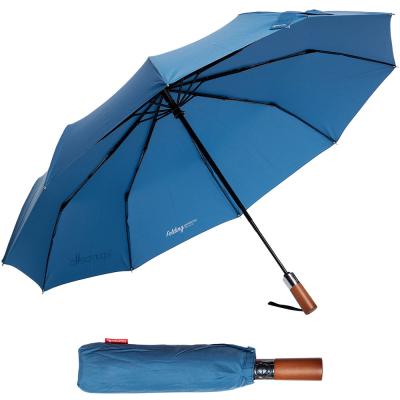 China Traditional AOC Three Fold Mini Umbrella Medium Size With Wooden Handle for sale