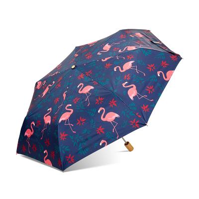 China Fashionable Umbrella Topumbrella Flamingo Printing Sunny Anti Uv 3 Times Rain Umbrella for sale