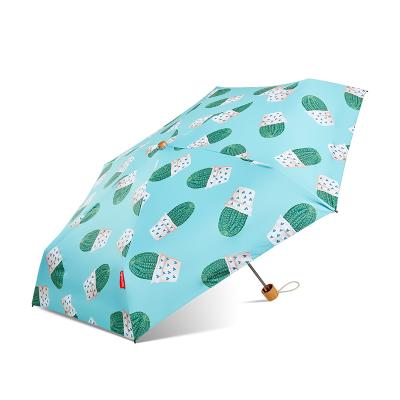 China Cute Cactus Folding Printing Mini Anti Sun Upf 50+ Pocket 5 Fold Umbrella for sale