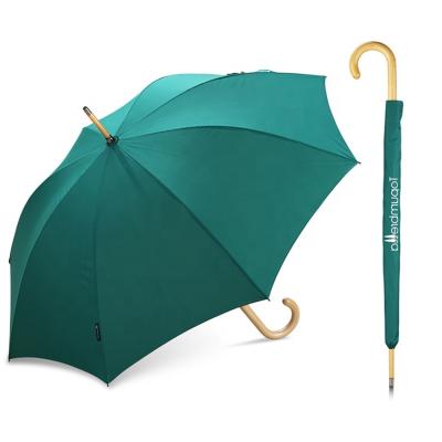 China High Quality Classic Wooden Topumbrella Walking Stick Easy Open End Rain Umbrella for sale