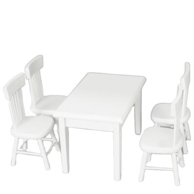 China 1:12 Model TOY Dining Table Dollhouse Dollhouse Micro Scene MODEL Restaurant Mini Eating and Playing Tables and Chairs White 5 Piece Set for sale