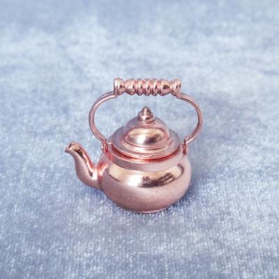 China TOY 1:12 MODEL Mini Food dollhouse and play fittings retro copper kettle model lid can be opened for sale